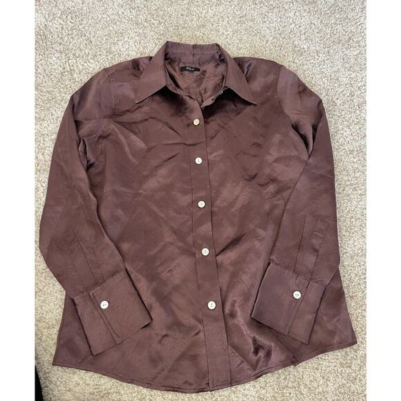 Rails Andrea Textured Satin Button-Up Shirt Size XS Nutmeg, NEW NWOT Retail $228 - Picture 3 of 4